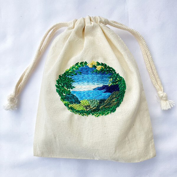 しまなみの巾着の刺繍